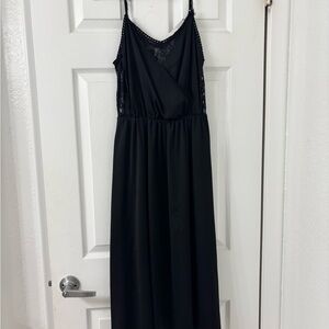 Elegant Black Lace Trim Dress